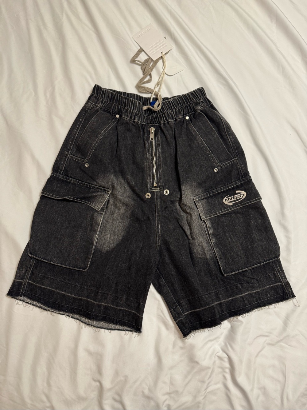 Aelfric Eden Black Cargo Denim Shorts with Cargo Pockets